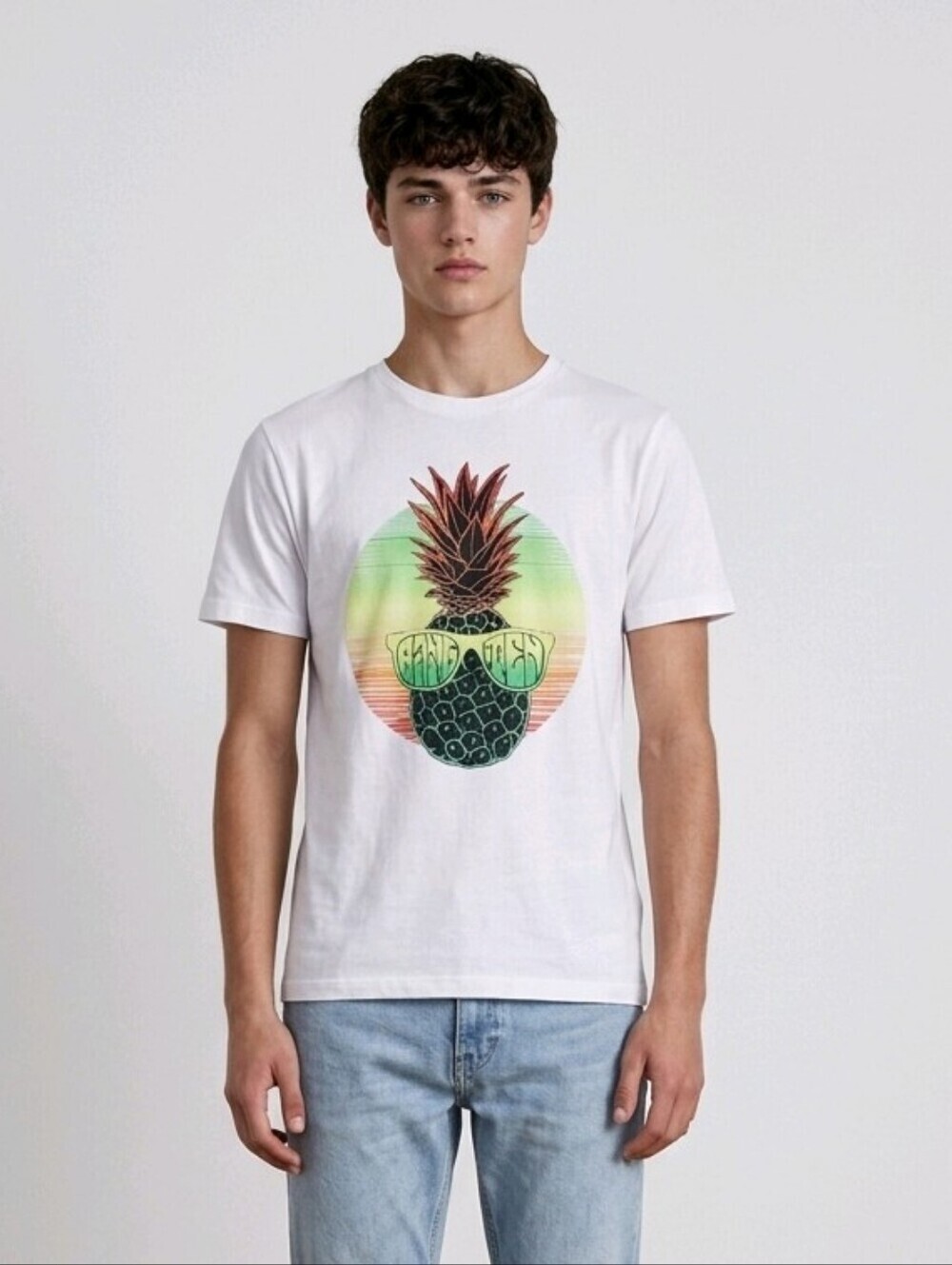 NWT Kids Hang Ten White Pineapple Short Sleeve Tee Casual Comfort ~sz XL